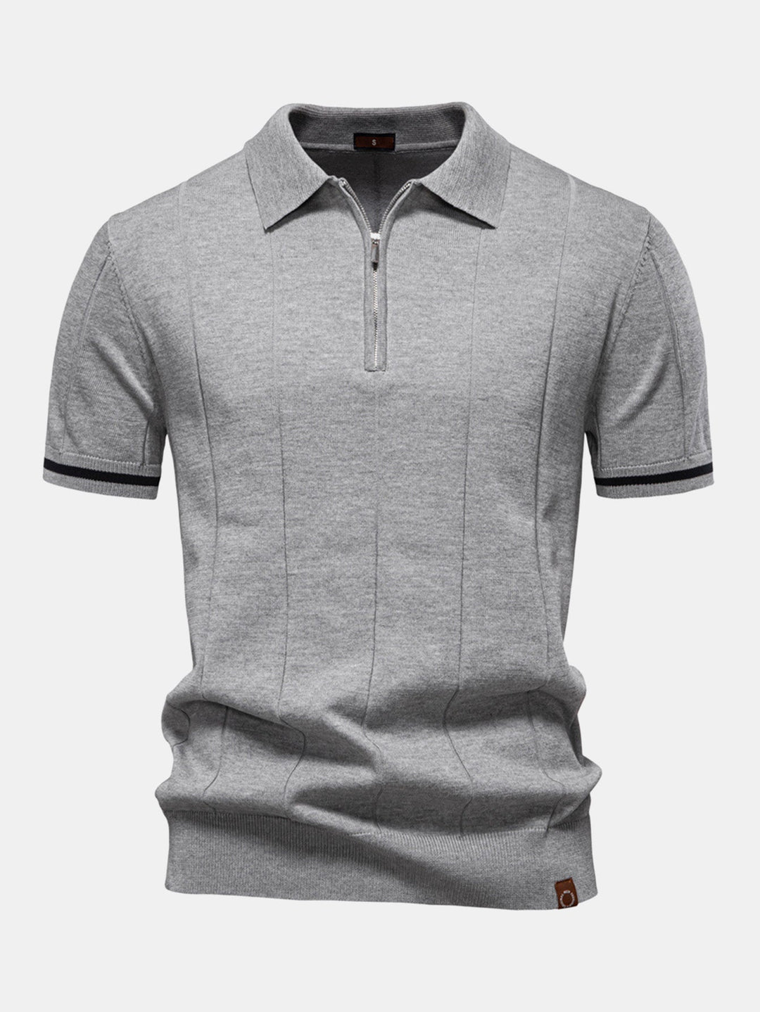 Men’s Zip Knit Polo – Contrast Trim Smart Casual Shirt