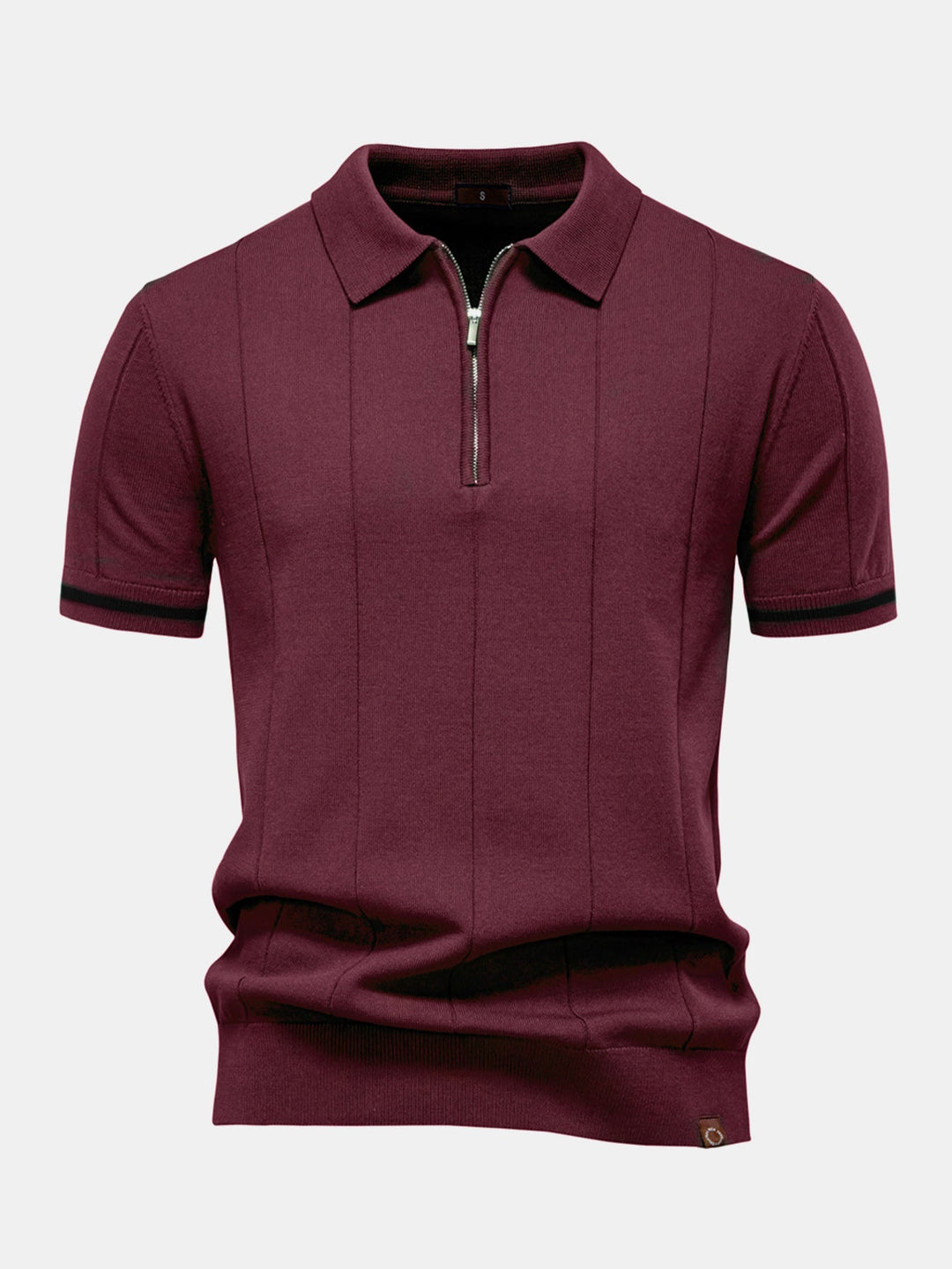 Men’s Zip Knit Polo – Contrast Trim Smart Casual Shirt