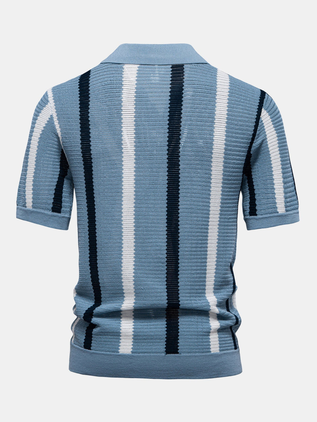 Men’s Textured Stripe Polo Shirt – Smart Casual Short Sleeve Top