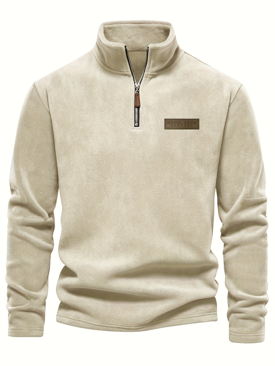 Autumn/Winter New Men's Sweatshirt with Stand-Up Collar, Half-Zip, Long Sleeves, Versatile Top, Streetwear Brand, Plush Double-Sided, Smart Casual
