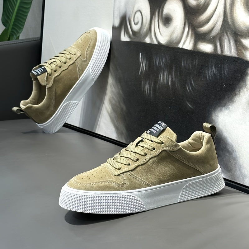 UNIITY Men's Korean Style Skate Sneakers - Low-Top Lace-Up Casual Shoes with Upper & PVC Sole, Breathable Soft Sole Suitable for Sports, Skateboarding, Gym, Casual Attire - Round Toe, Spring/Autumn/Winter Seasonal