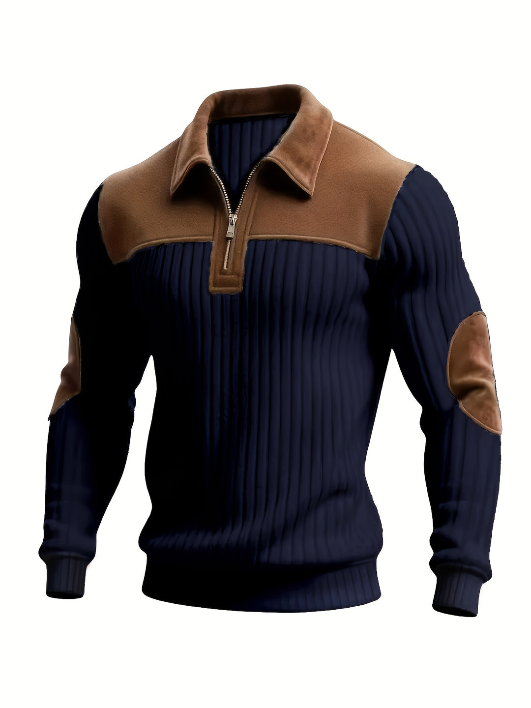 Autumn Winter Men'S Long Sleeve Jacquard Knit Sweater Christmas Gift Thick Contrast Striped Casual Stand Collar Zipper Pullover