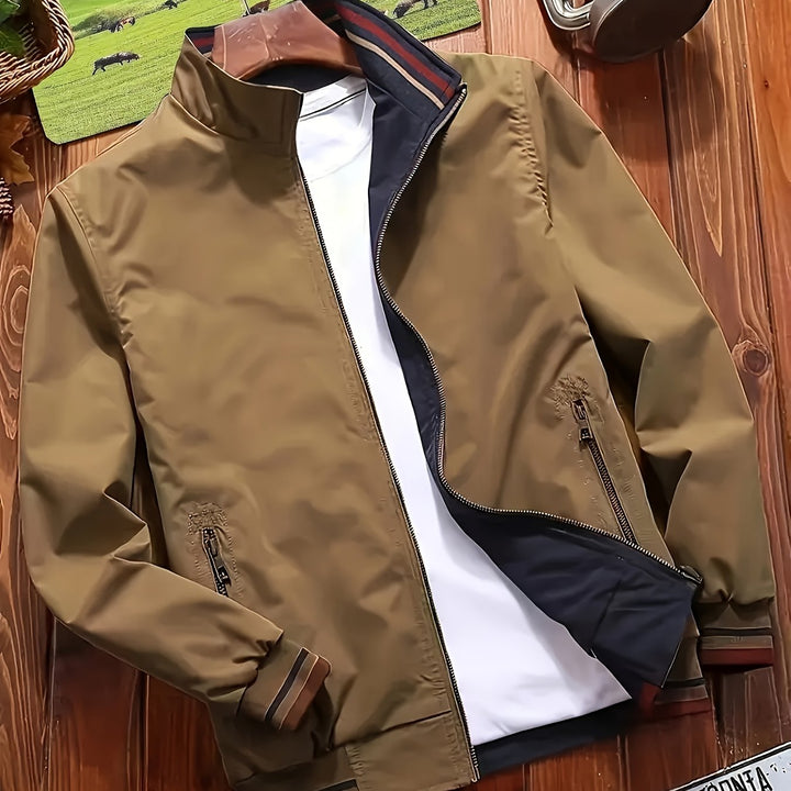 Autumn Winter Men'S Reversible Long Sleeve Lapel Jacket Utility Trendy Loose Casual Zipper Easy Coat Stand-Up Collar Clothing, Hunting
