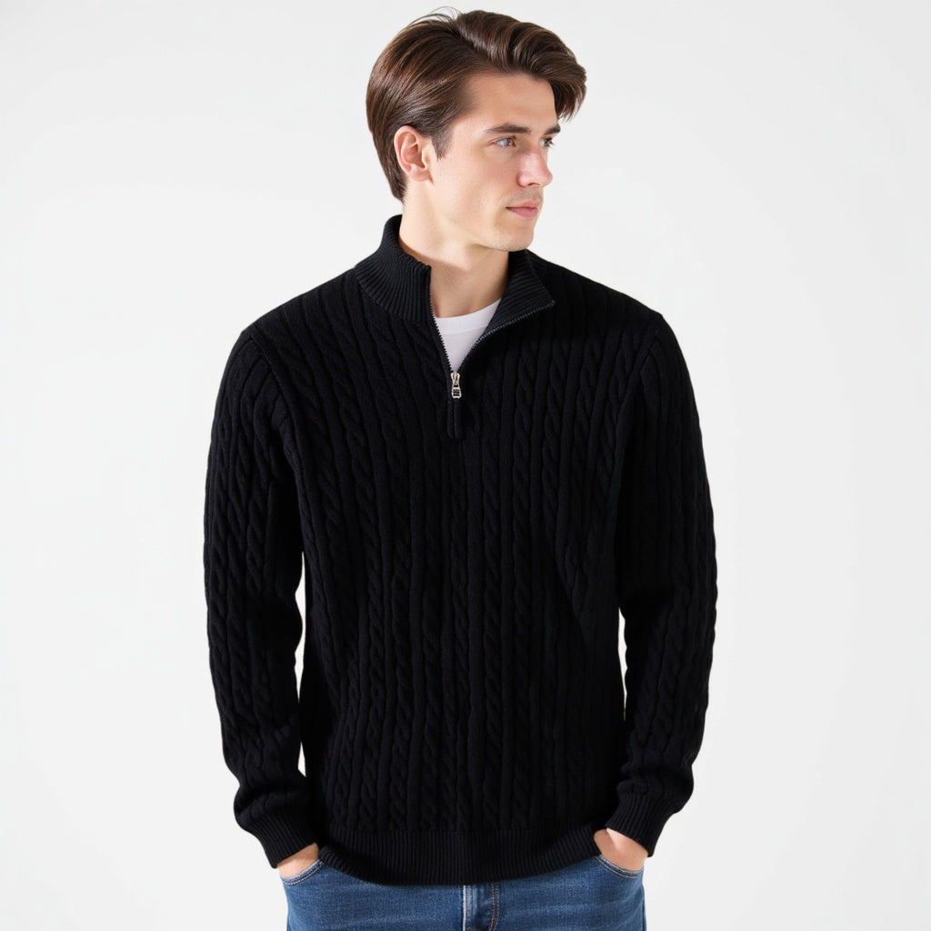 Men’s Zip Neck Jumper – Smart Casual Half-Zip Knit Sweater for Everyday Wear