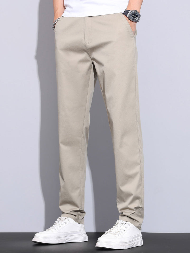Men’s Elastic Waist Trousers – Straight Leg Pull-On Casual Pants