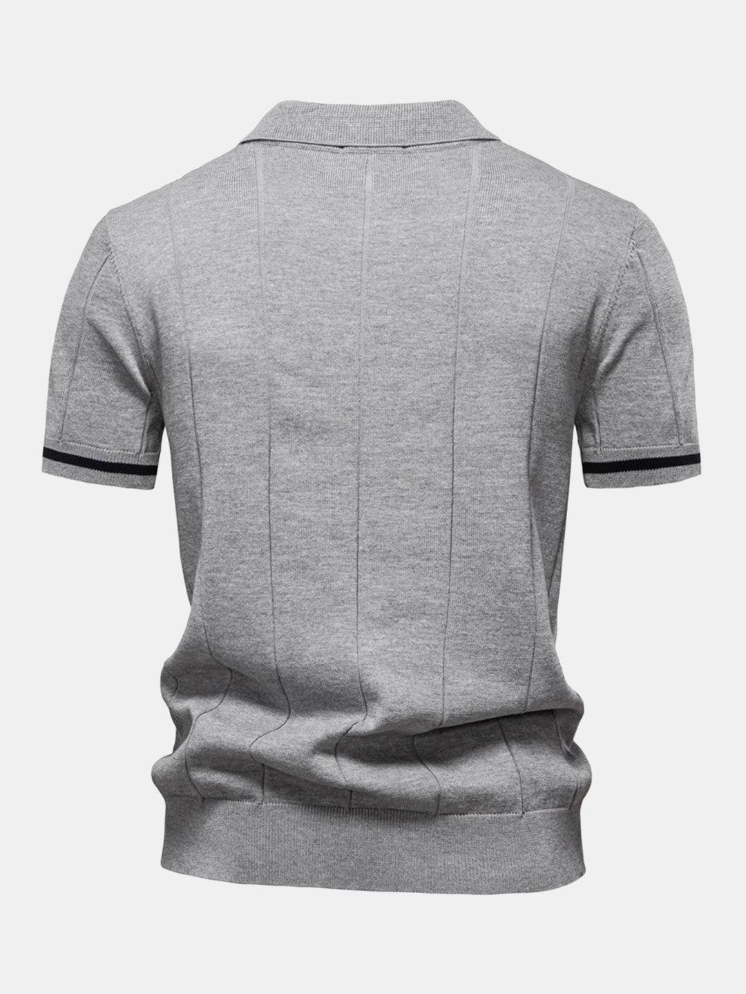 Men’s Zip Knit Polo – Contrast Trim Smart Casual Shirt