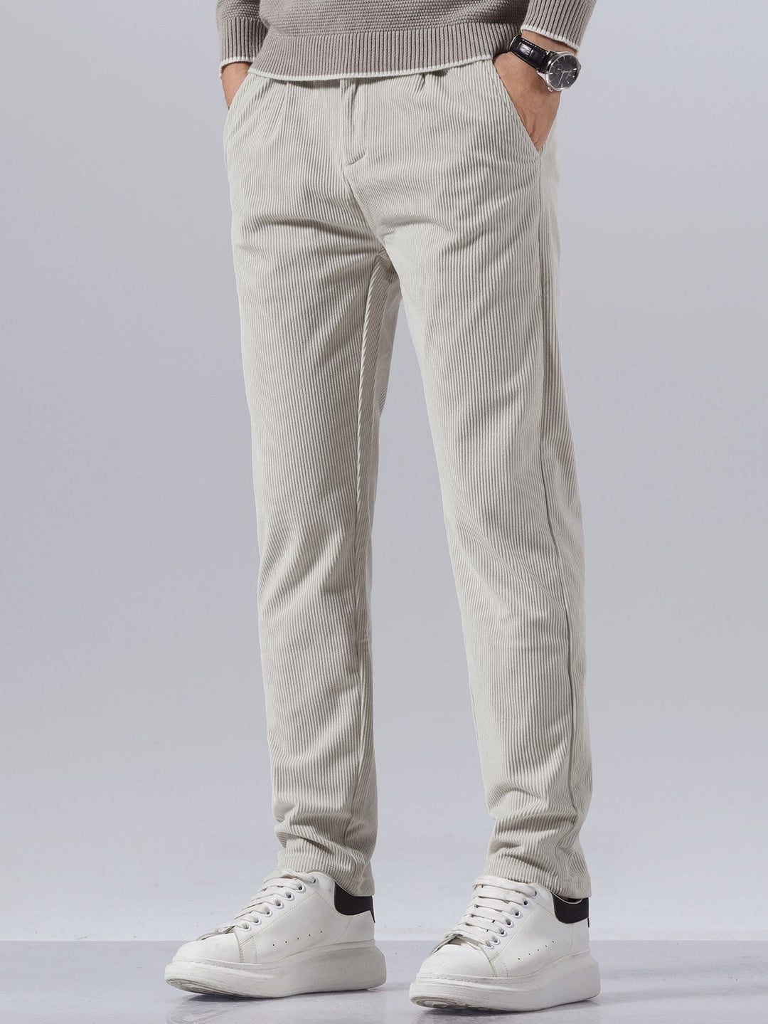 Men’s Slim Fit Corduroy Trousers – Smart Casual Textured Pants