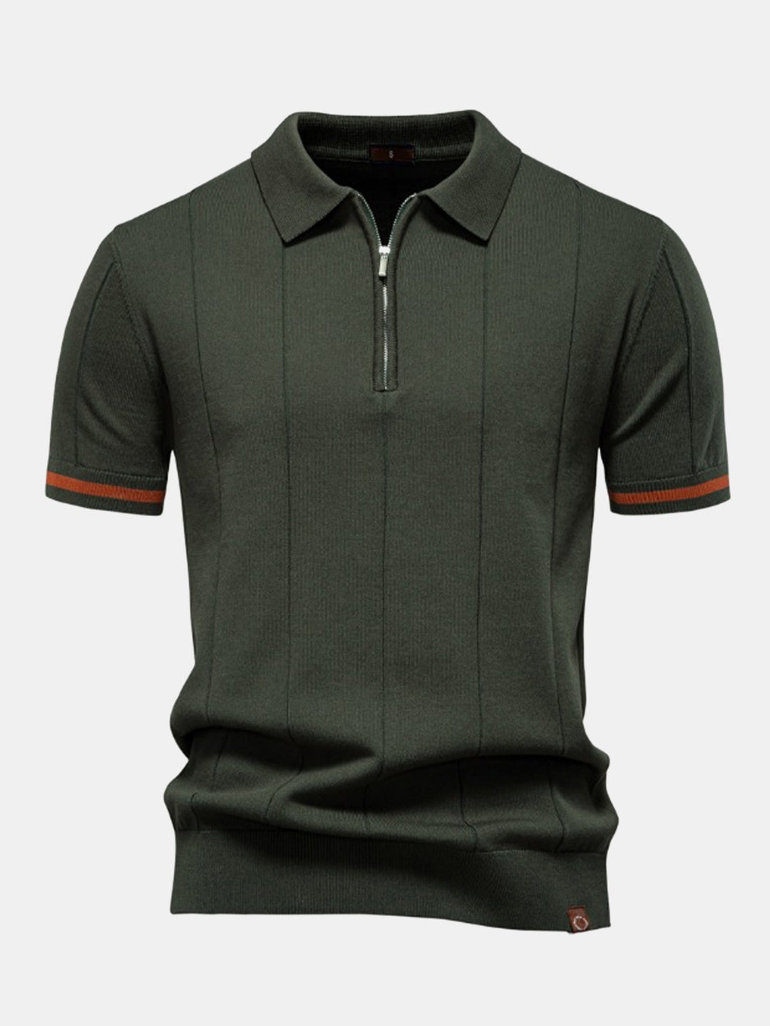 Men’s Zip Knit Polo – Contrast Trim Smart Casual Shirt