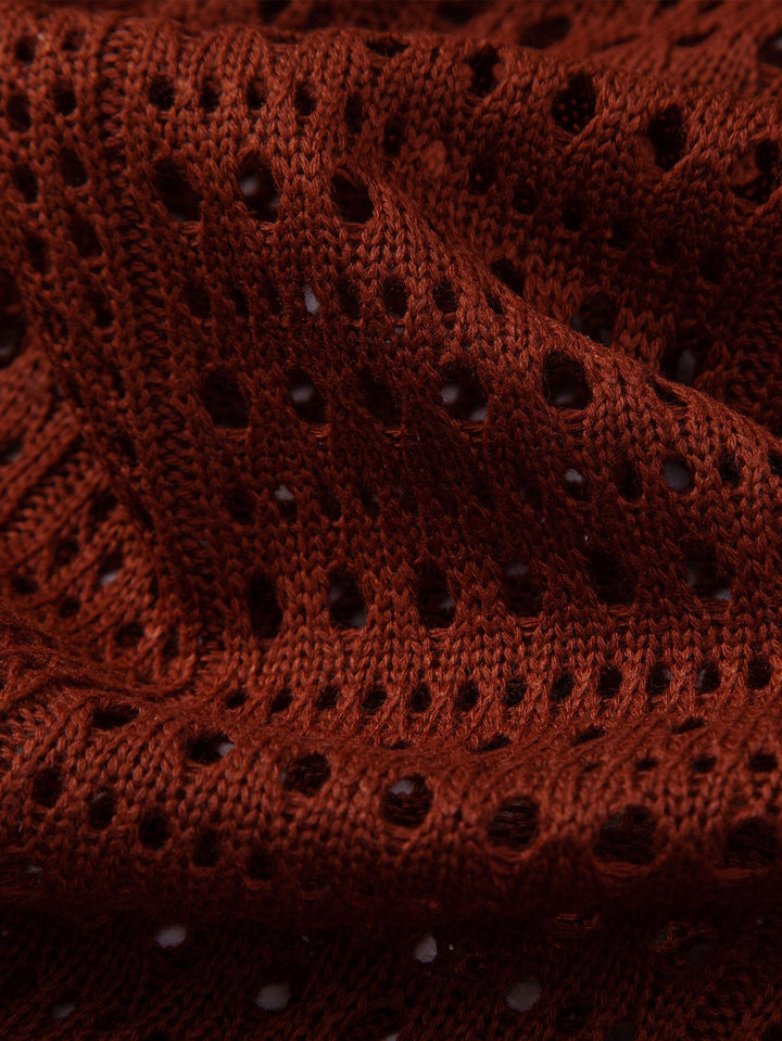 Men’s Crochet V-Neck Polo – Textured Knit Summer Shirt