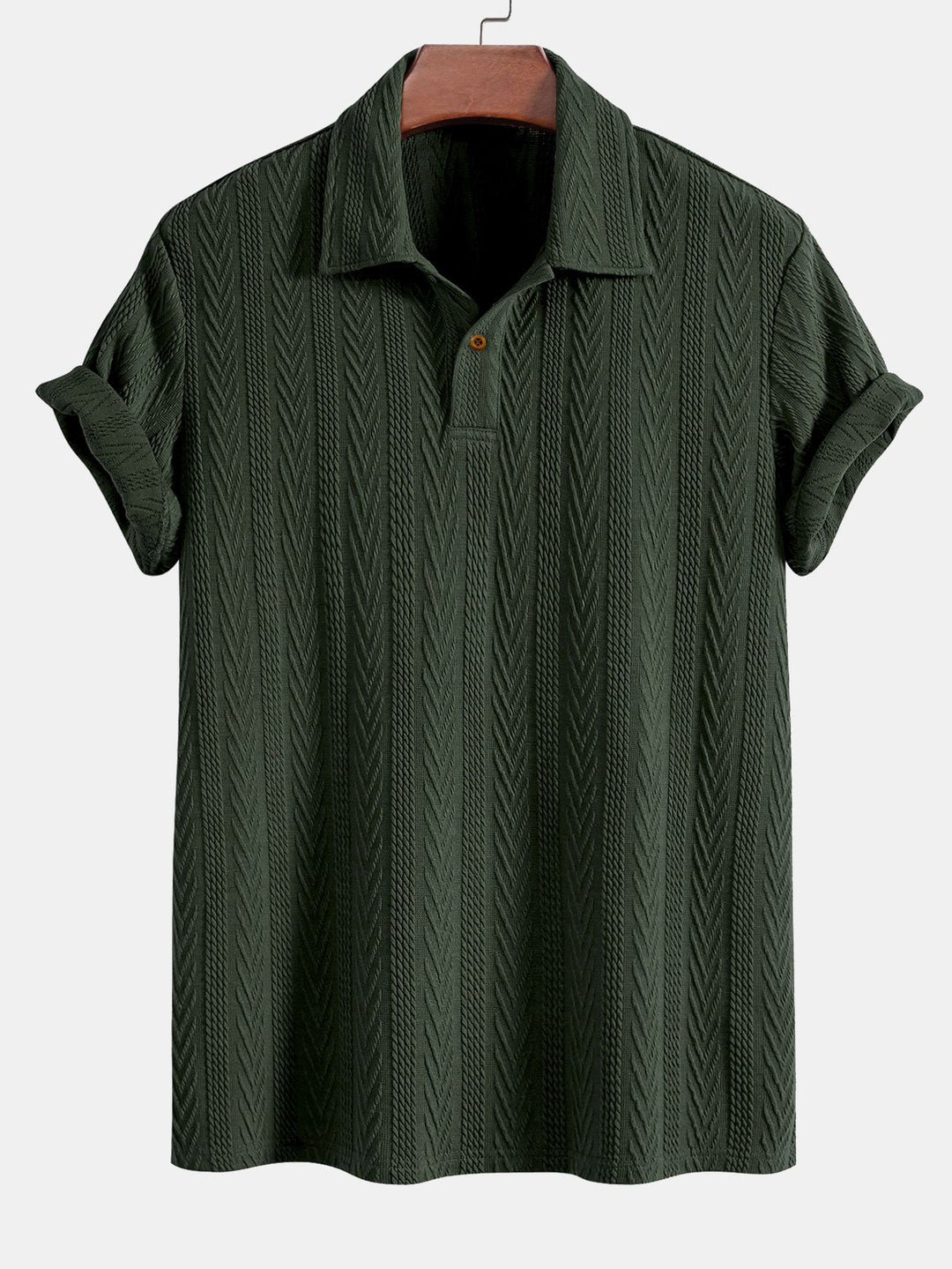 Men’s Jacquard Polo Shirt – Textured Smart Casual Short Sleeve Top