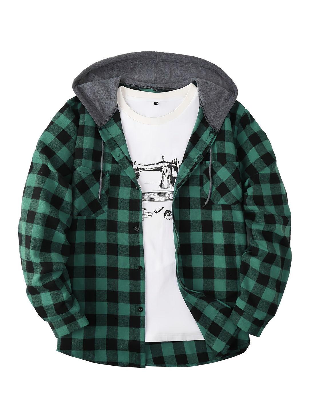 [Men's Plaid Hooded Shirt] Men's Fashion Hooded Plaid Trendy Shirt Hooded Plaid Sweatshirt - Autumn/Winter Essentials - New Season