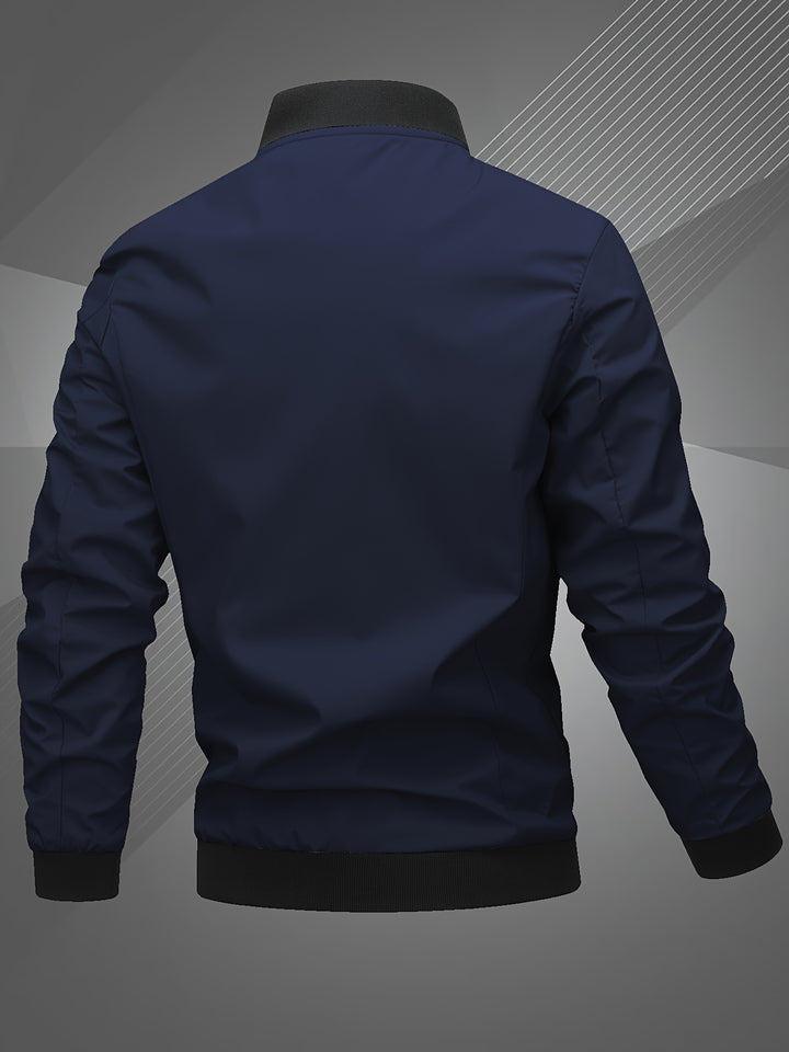 Men'S Letter Embroidered Jacket, Casual Outerwear, Spring, Autumn, Winter Fashion Coat, Suitable for Daily, Home, Outdoor, And Work Occasions