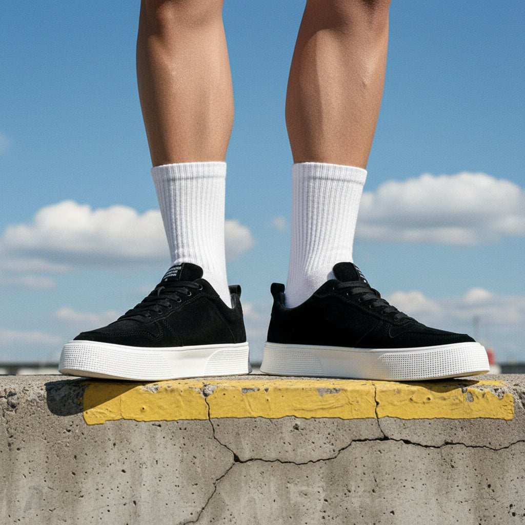 UNIITY Men's Korean Style Skate Sneakers - Low-Top Lace-Up Casual Shoes with Upper & PVC Sole, Breathable Soft Sole Suitable for Sports, Skateboarding, Gym, Casual Attire - Round Toe, Spring/Autumn/Winter Seasonal