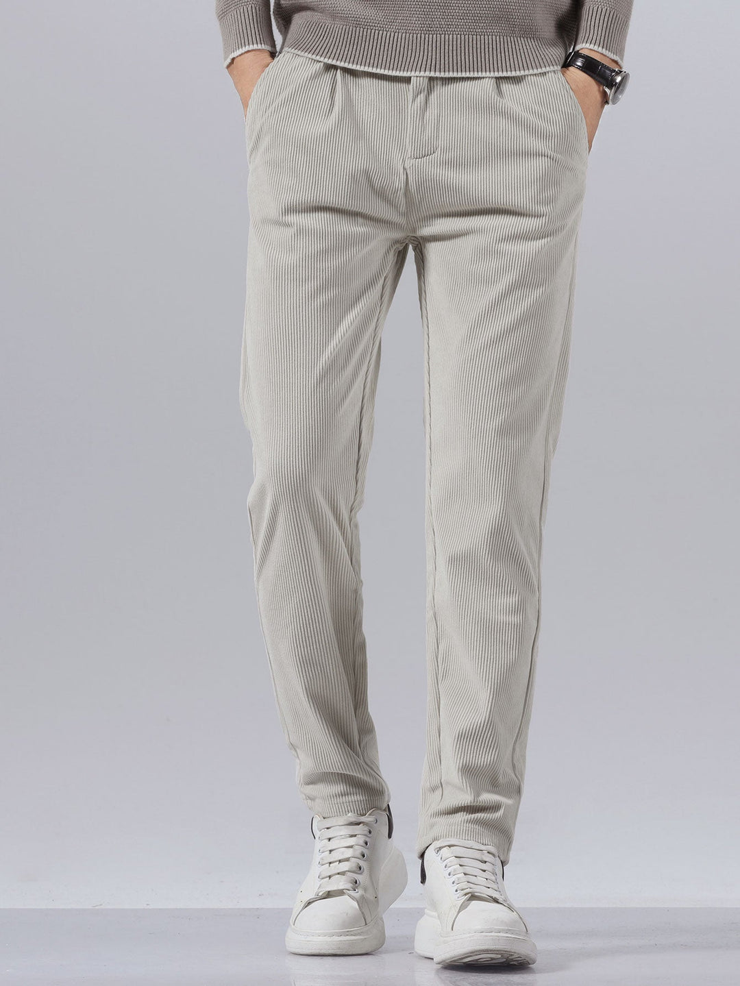 Men’s Slim Fit Corduroy Trousers – Smart Casual Textured Pants