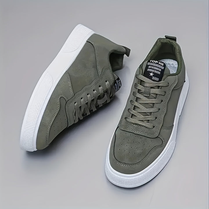 UNIITY Men's Korean Style Skate Sneakers - Low-Top Lace-Up Casual Shoes with Upper & PVC Sole, Breathable Soft Sole Suitable for Sports, Skateboarding, Gym, Casual Attire - Round Toe, Spring/Autumn/Winter Seasonal