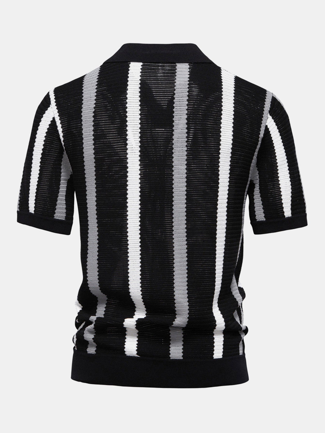 Men’s Textured Stripe Polo Shirt – Smart Casual Short Sleeve Top