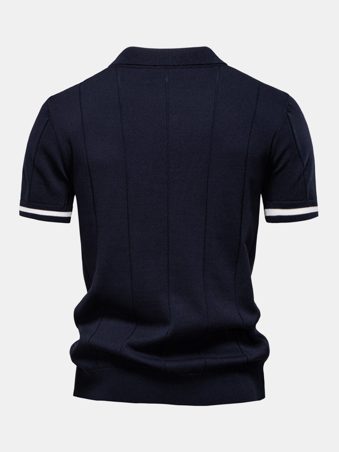 Men’s Zip Knit Polo – Contrast Trim Smart Casual Shirt