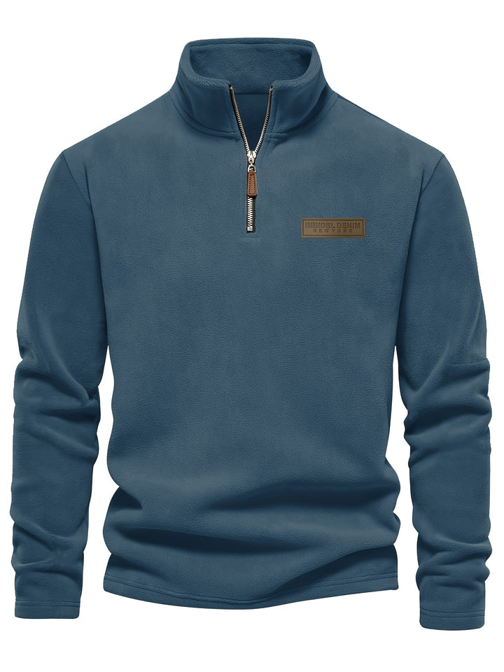 Autumn/Winter New Men's Sweatshirt with Stand-Up Collar, Half-Zip, Long Sleeves, Versatile Top, Streetwear Brand, Plush Double-Sided, Smart Casual