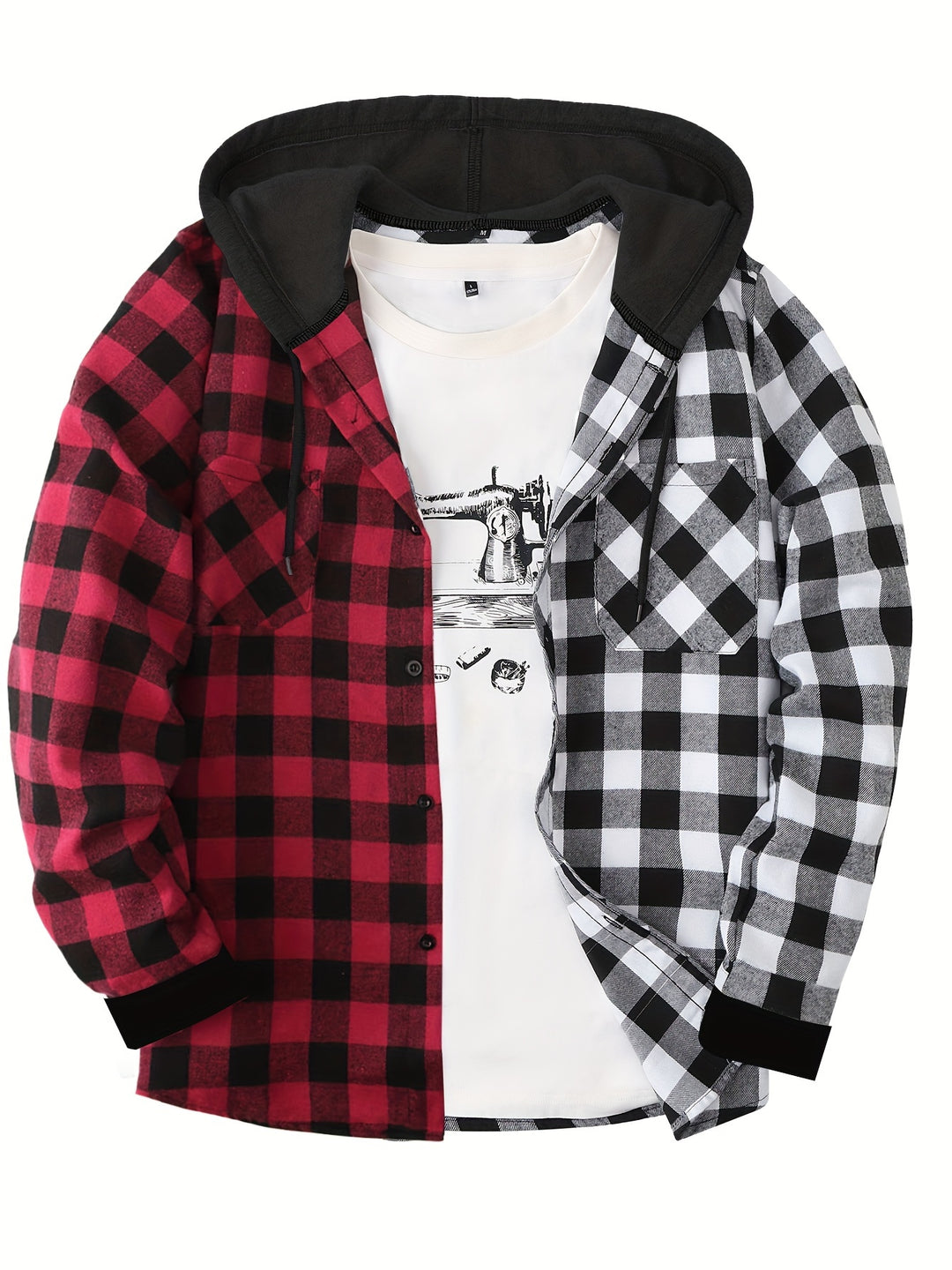 [Men's Plaid Hooded Shirt] Men's Fashion Hooded Plaid Trendy Shirt Hooded Plaid Sweatshirt - Autumn/Winter Essentials - New Season