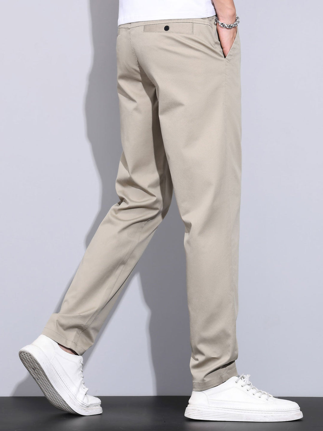 Men’s Elastic Waist Trousers – Straight Leg Pull-On Casual Pants