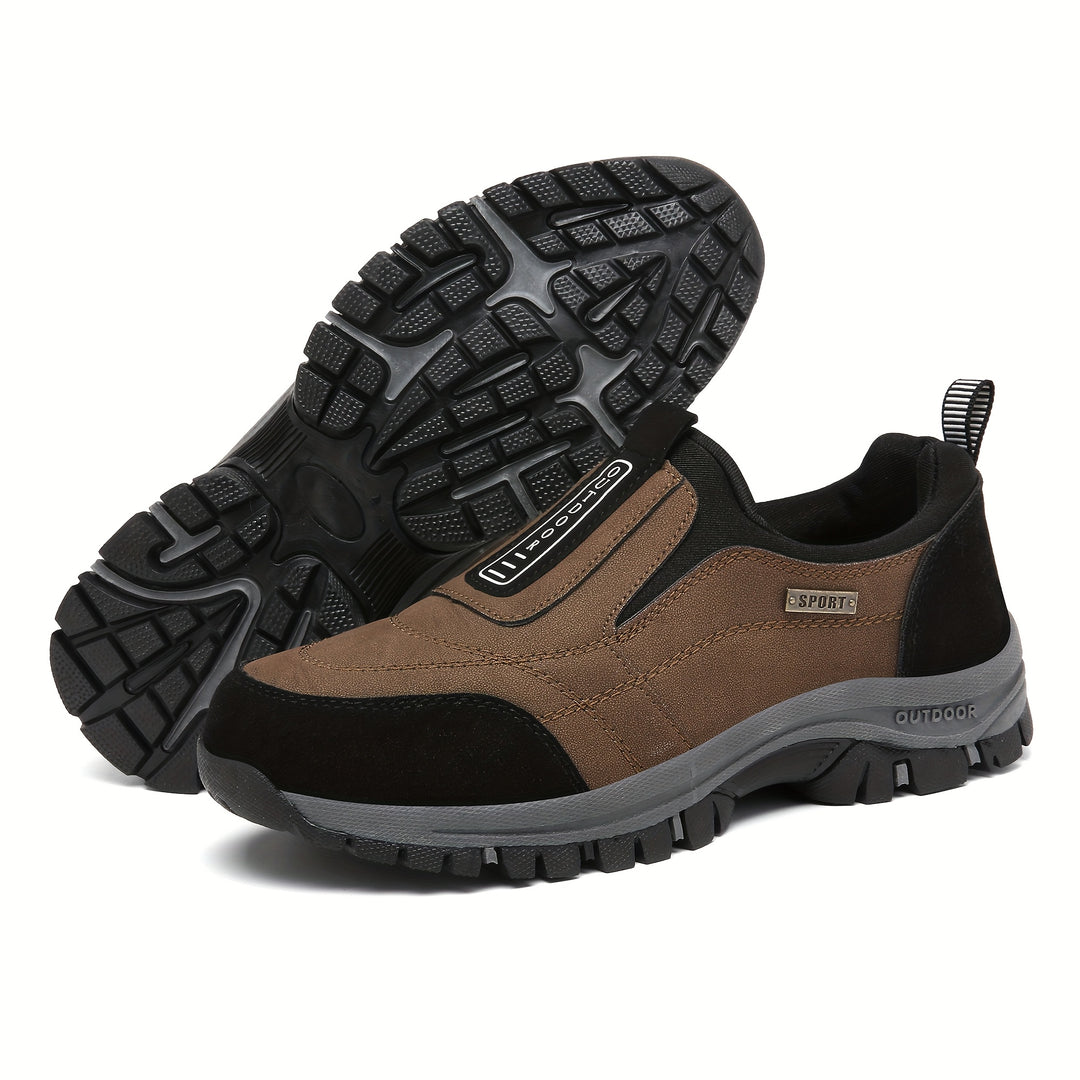 Men'S Large-sized Thick Soled Hiking Shoes | Sports, Casual Slip-On with Upper and TPR Sole, All-Season Wear