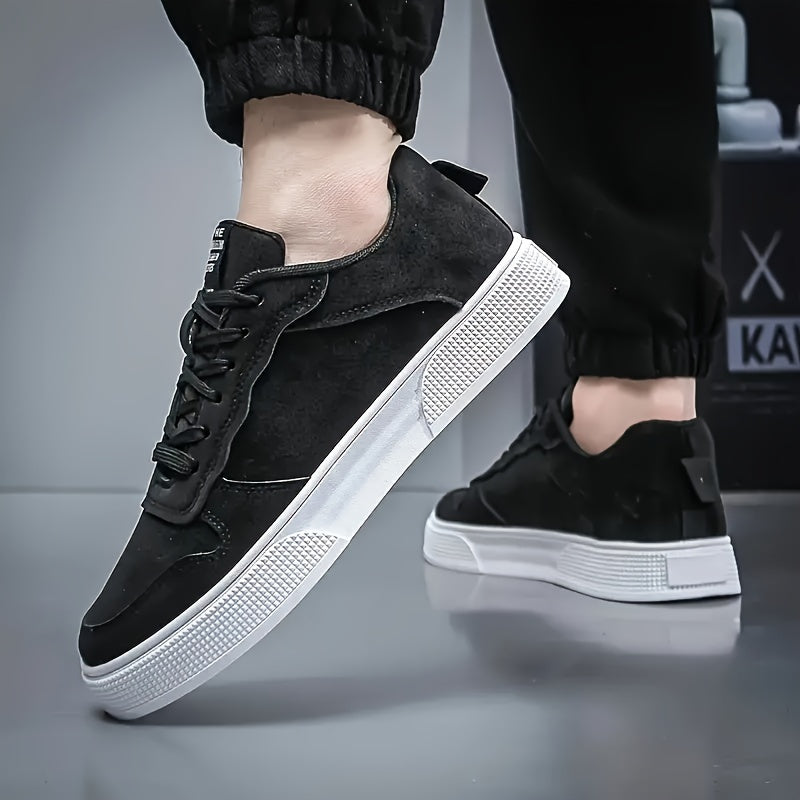 UNIITY Men's Korean Style Skate Sneakers - Low-Top Lace-Up Casual Shoes with Upper & PVC Sole, Breathable Soft Sole Suitable for Sports, Skateboarding, Gym, Casual Attire - Round Toe, Spring/Autumn/Winter Seasonal
