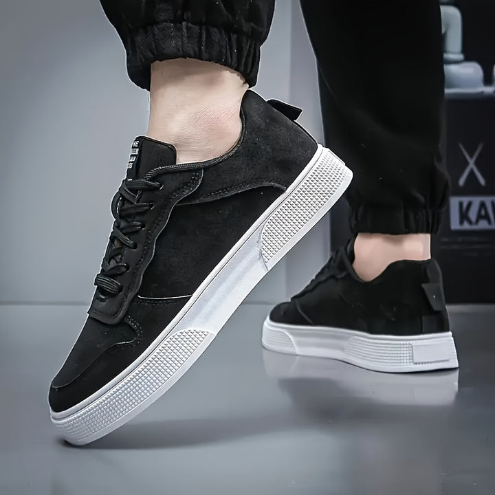 UNIITY Men's Korean Style Skate Sneakers - Low-Top Lace-Up Casual Shoes with Upper & PVC Sole, Breathable Soft Sole Suitable for Sports, Skateboarding, Gym, Casual Attire - Round Toe, Spring/Autumn/Winter Seasonal