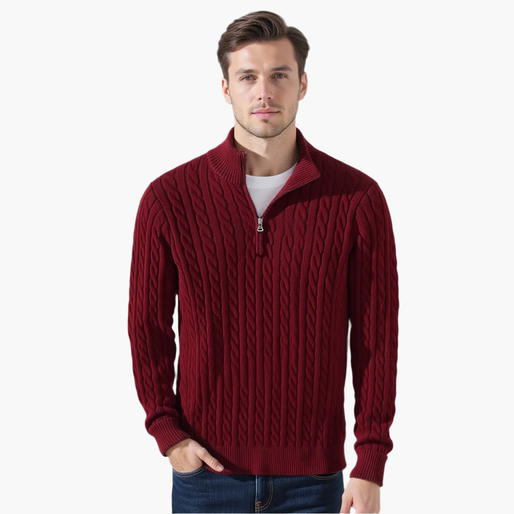 Men’s Zip Neck Jumper – Smart Casual Half-Zip Knit Sweater for Everyday Wear