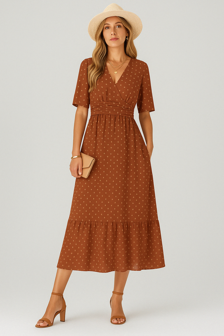 Everyday™ - V-neck calf-length dress