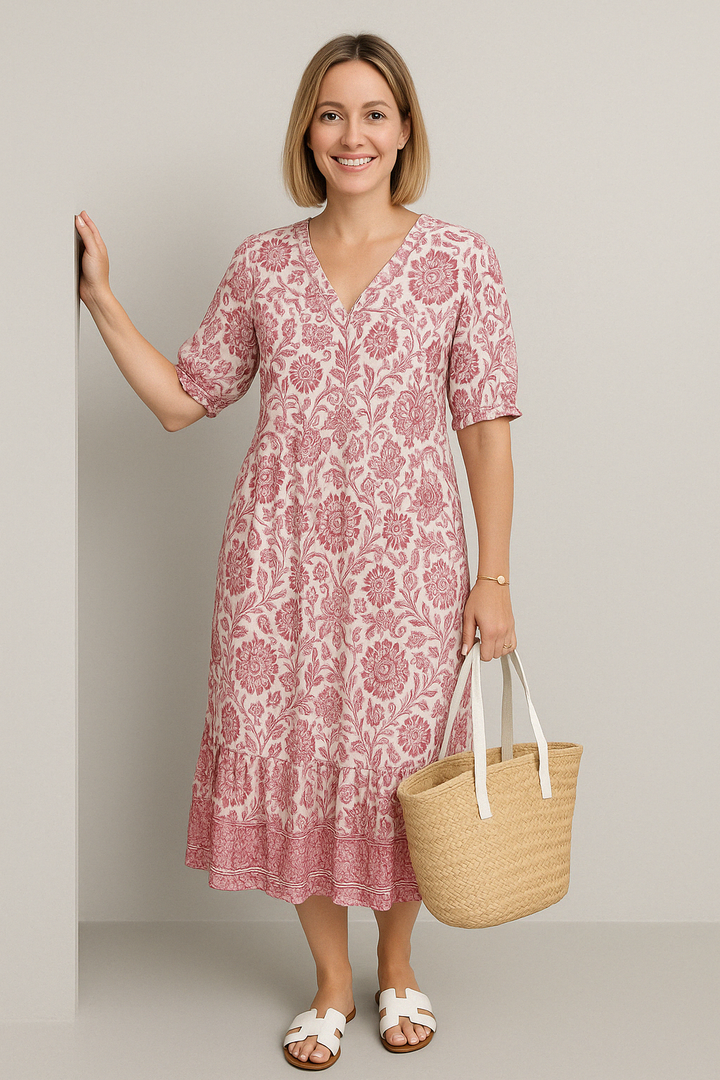 Louise™ - BOHO-STYLE DRESS WITH V-NECK
