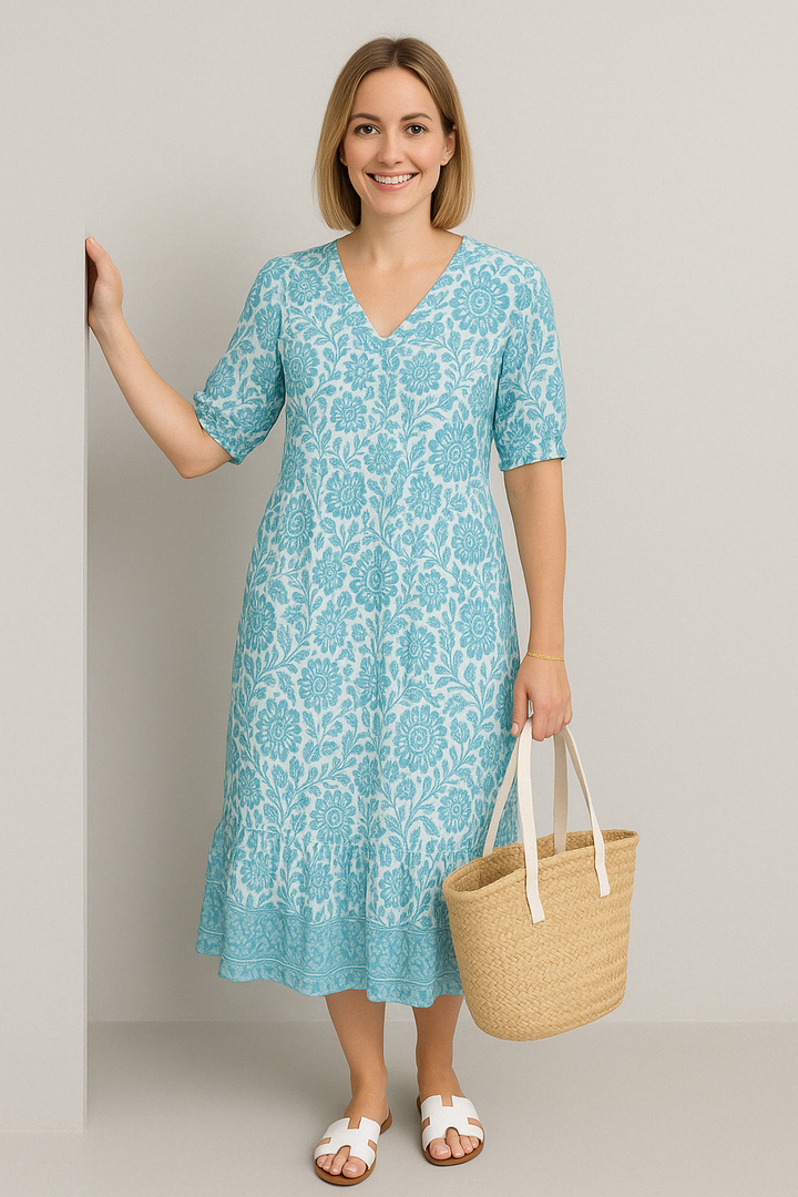 Louise™ - BOHO-STYLE DRESS WITH V-NECK