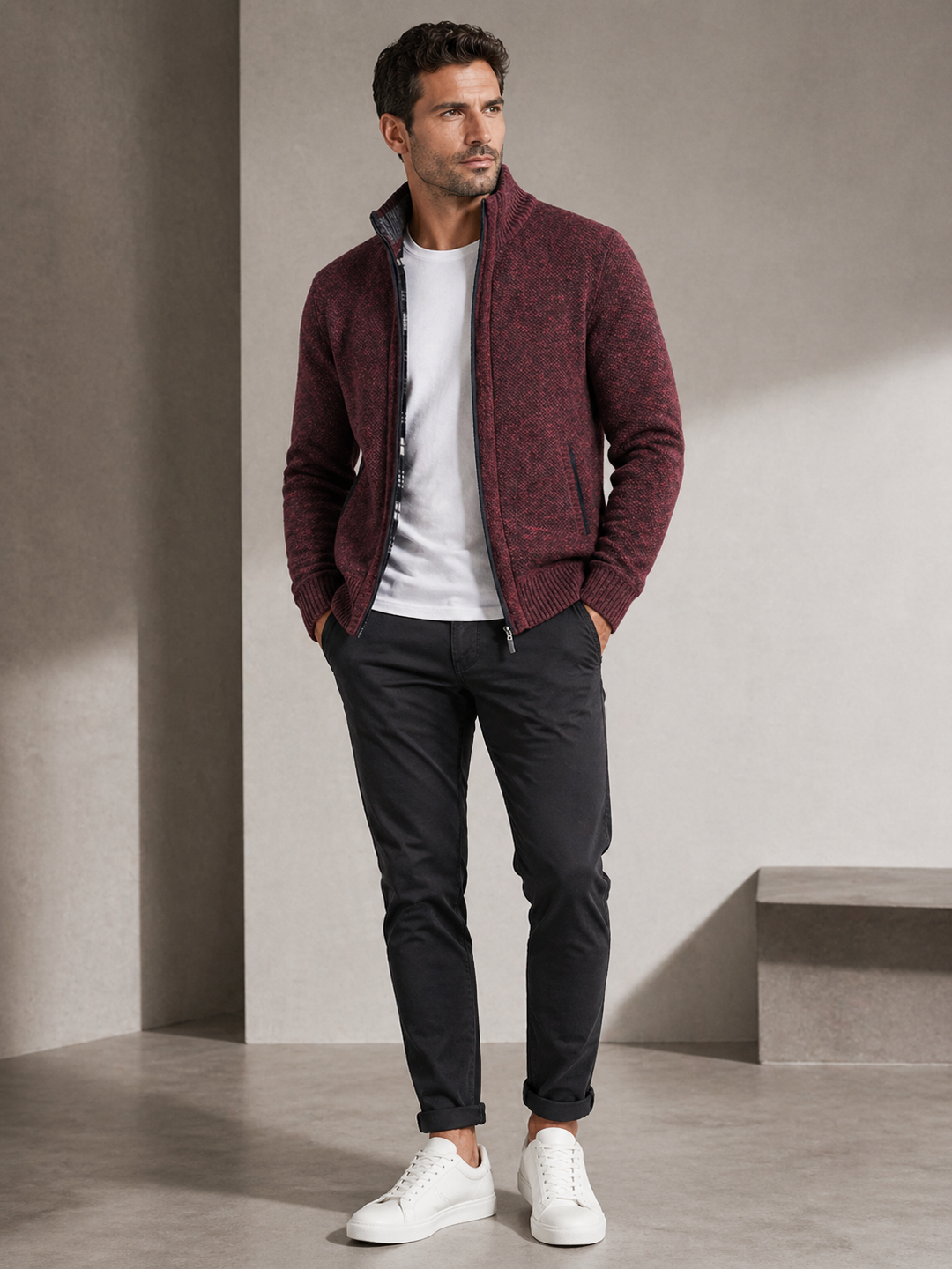 Men’s Knit Cardigan – Smart Casual Button-Up Sweater