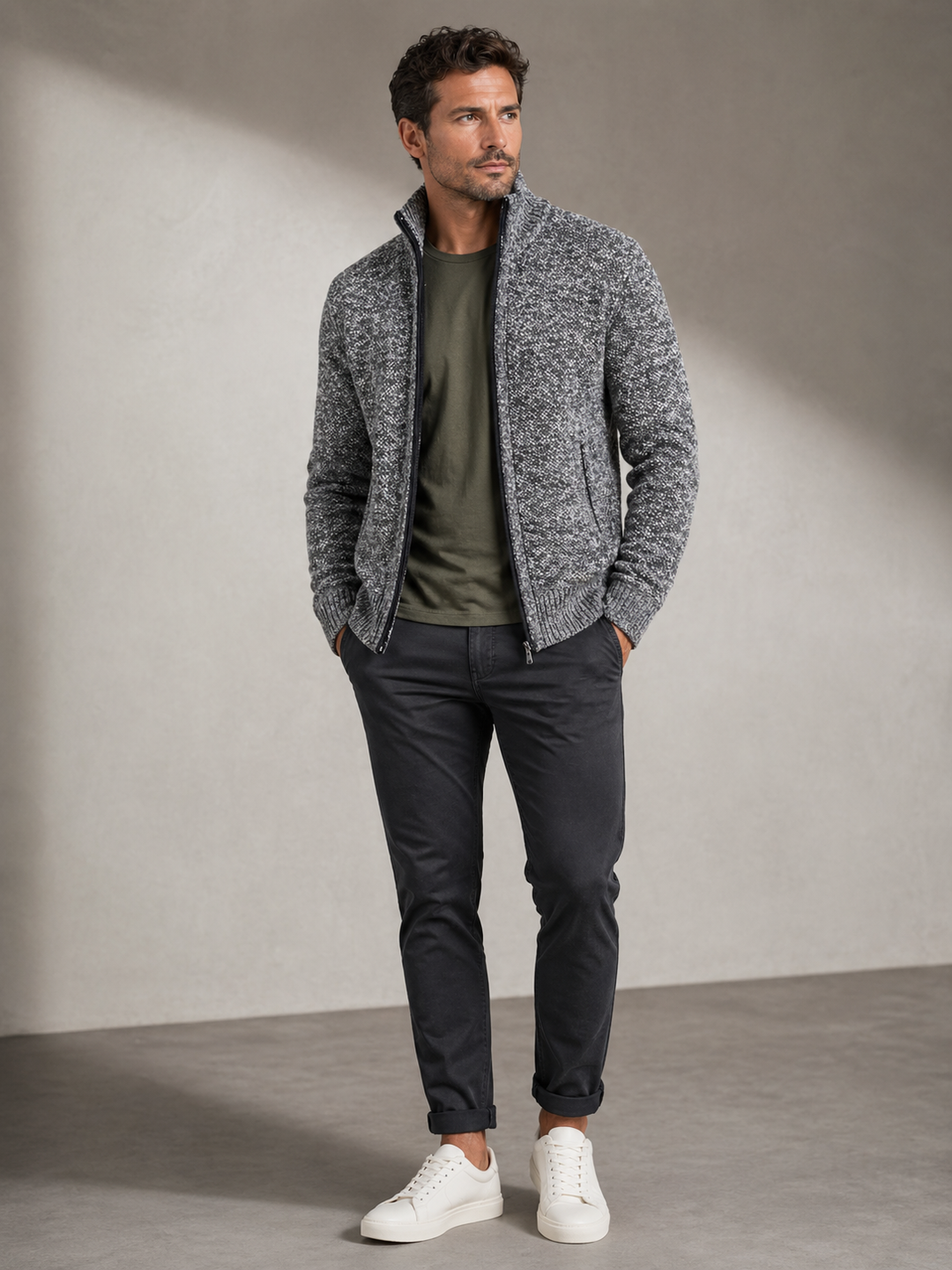 Men’s Knit Cardigan – Smart Casual Button-Up Sweater