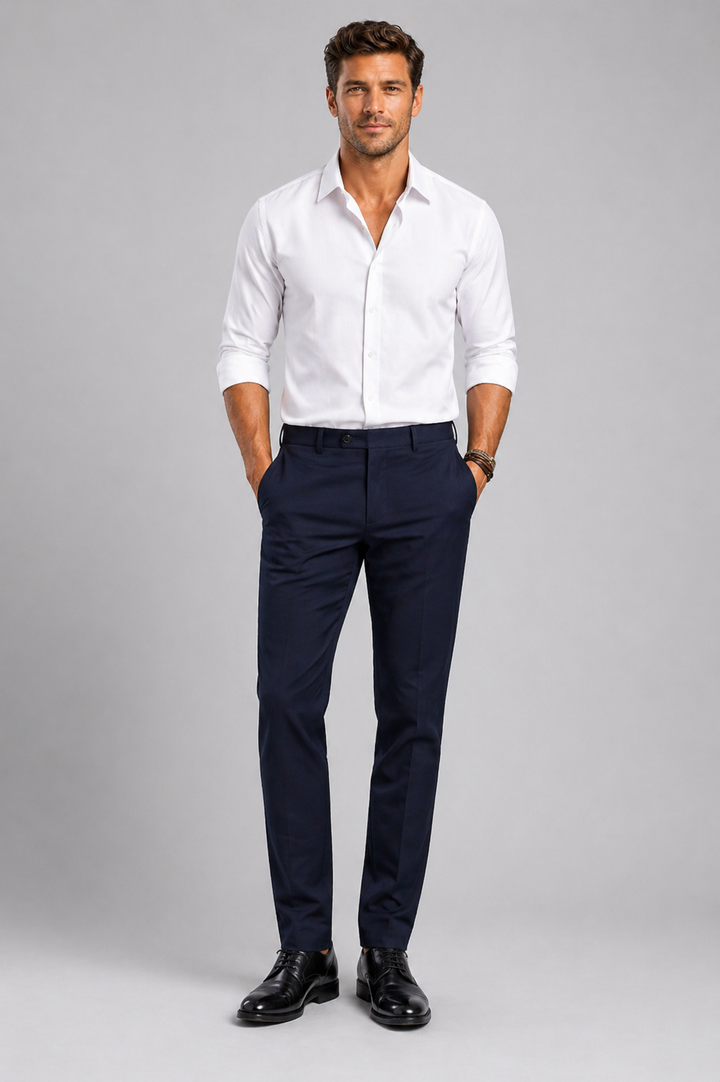 Men’s Slim Fit Stretch Trousers – Smart Casual Business Pants