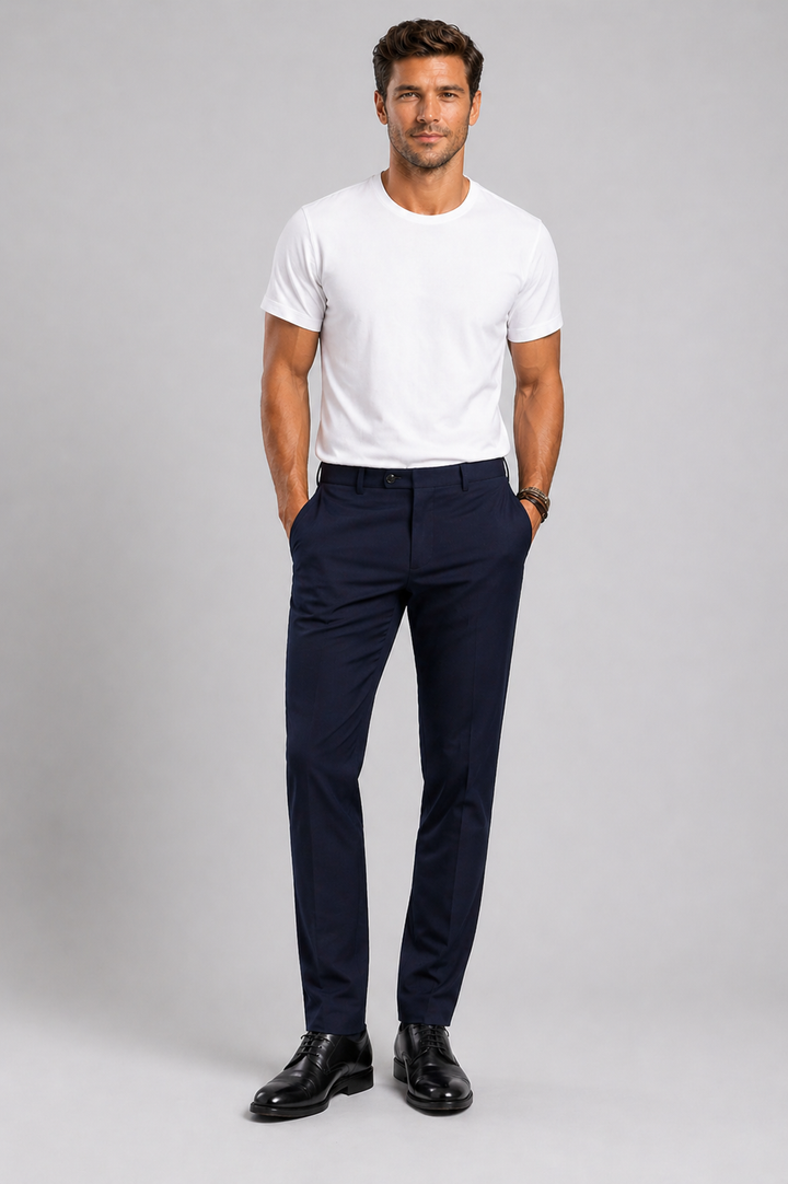Men’s Slim Fit Stretch Trousers – Smart Casual Business Pants