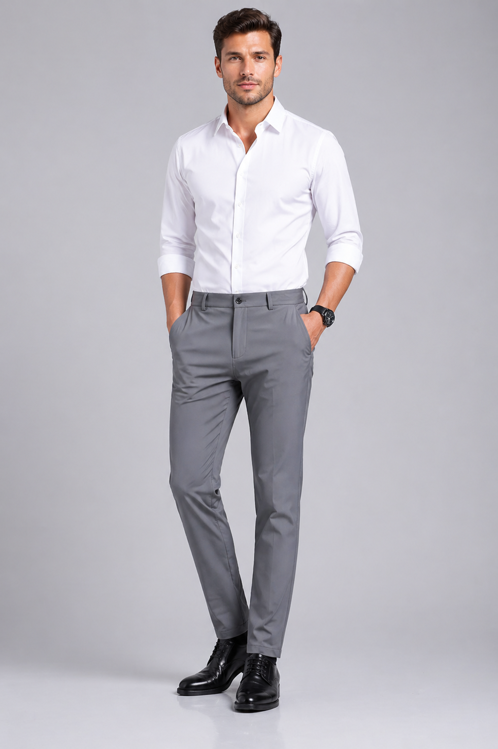 Men’s Slim Fit Stretch Trousers – Smart Casual Business Pants