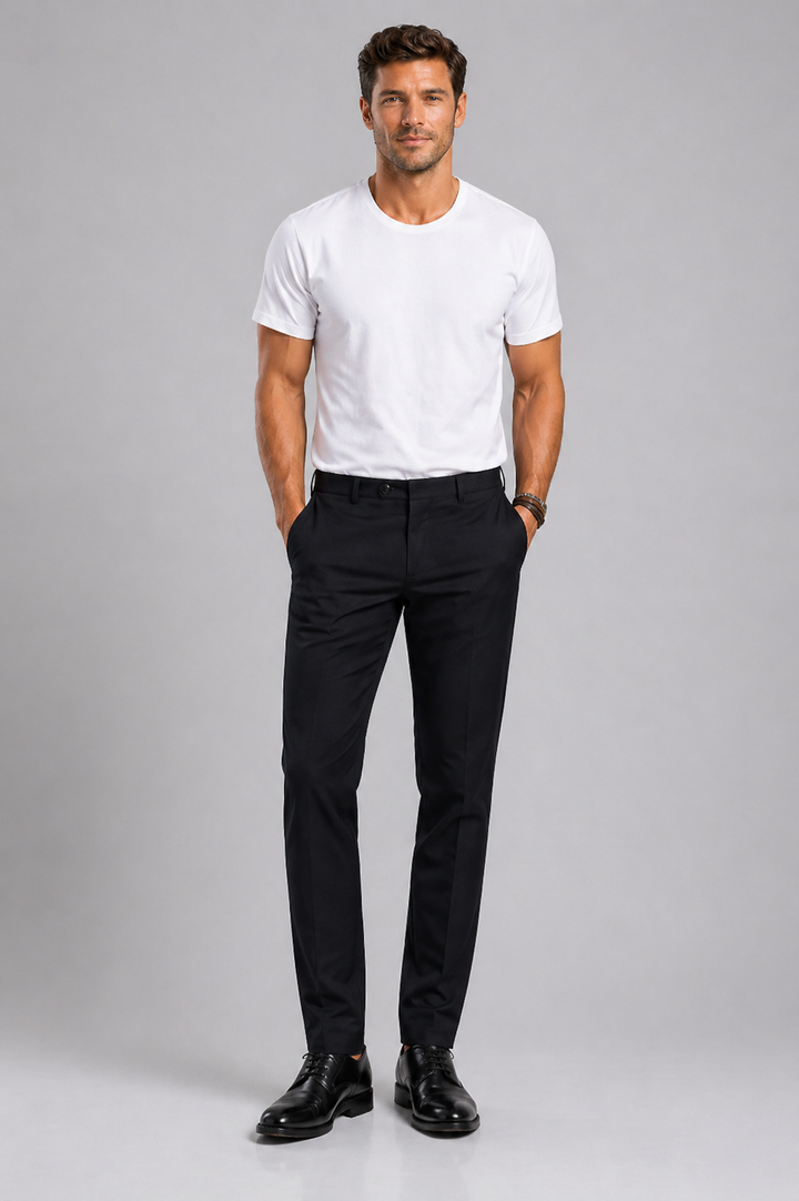 Men’s Slim Fit Stretch Trousers – Smart Casual Business Pants