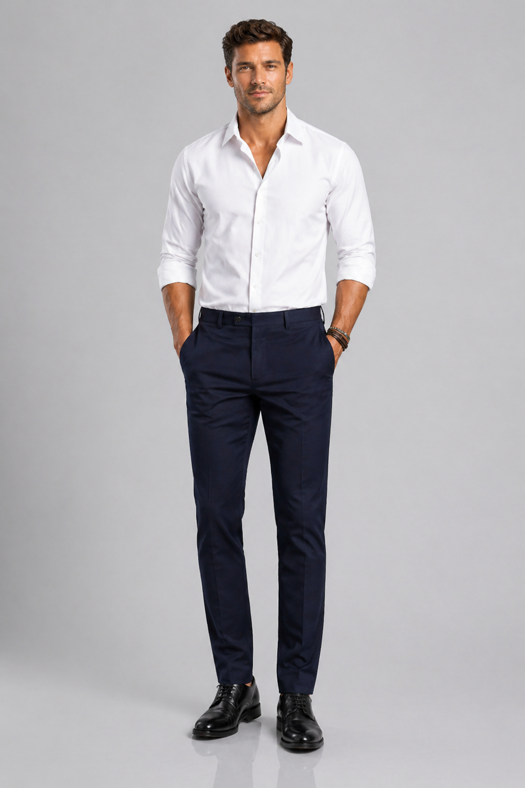 Men’s Slim Fit Stretch Trousers – Smart Casual Business Pants
