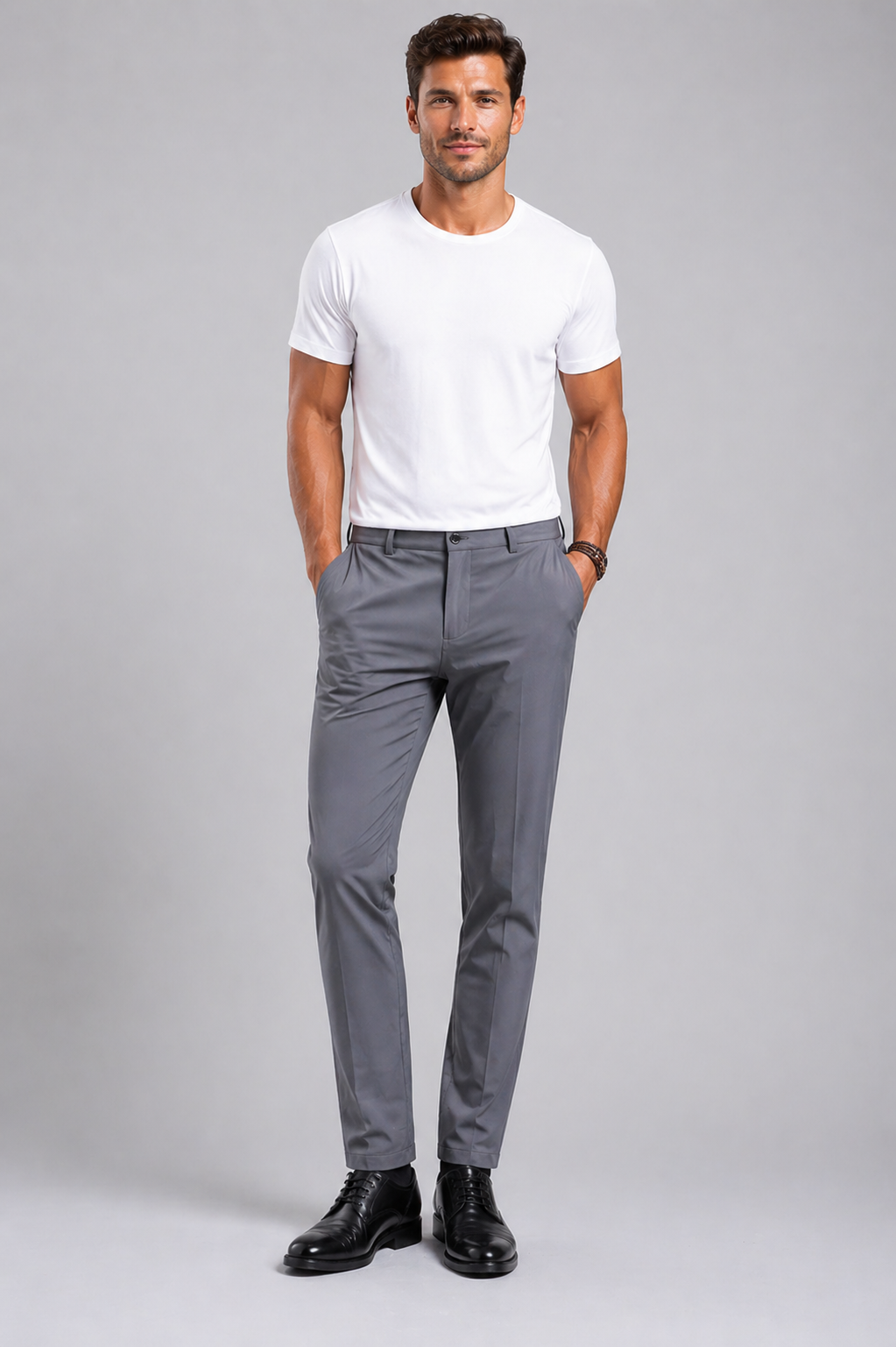 Men’s Slim Fit Stretch Trousers – Smart Casual Business Pants