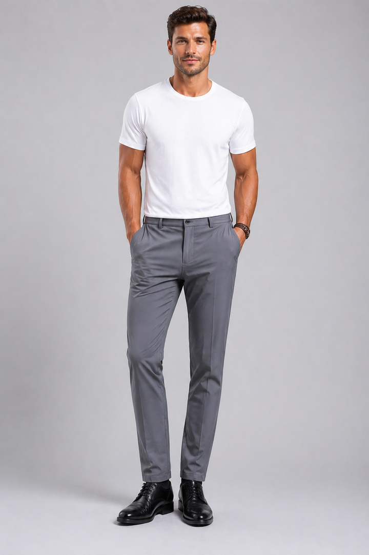 Men’s Slim Fit Stretch Trousers – Smart Casual Business Pants