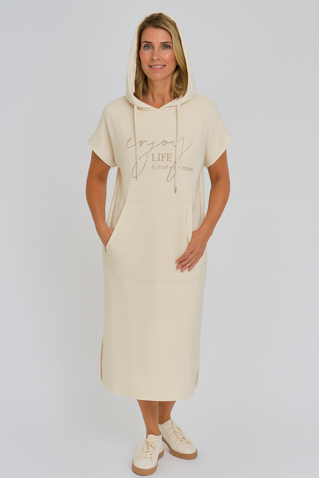 Larkshire™ - Loose dress with hood and feminine fit