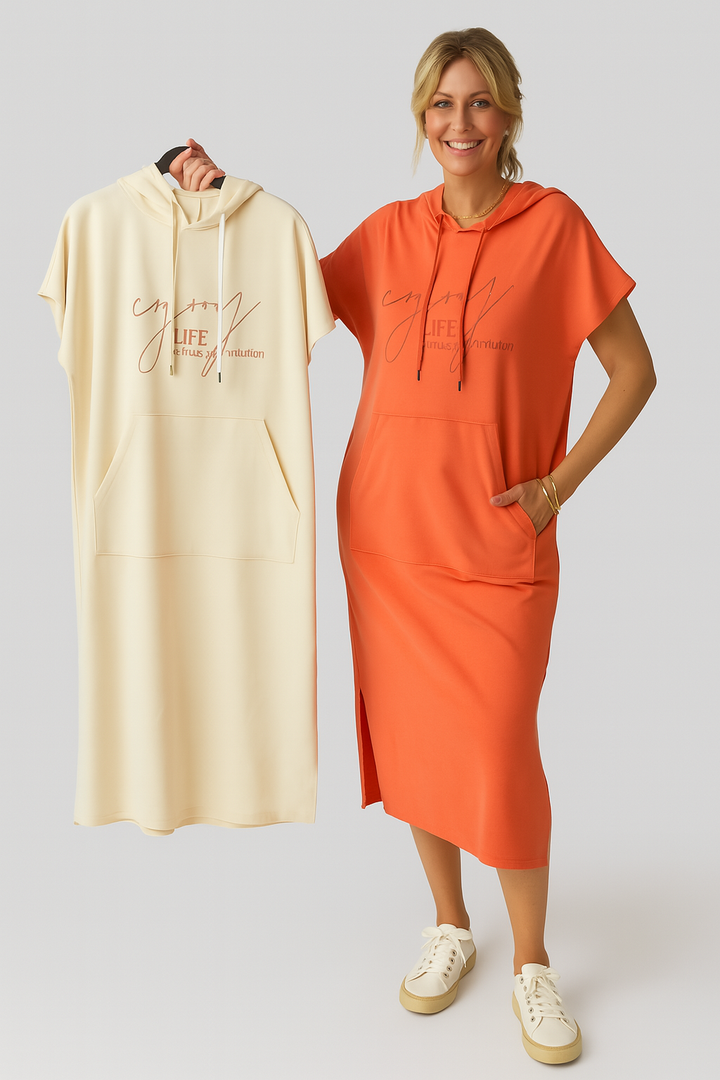 Larkshire™ - Loose dress with hood and feminine fit