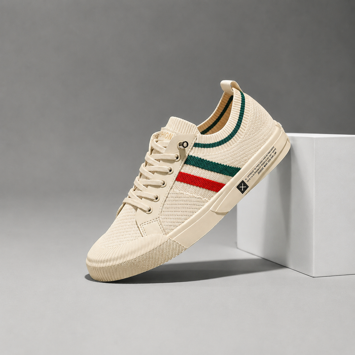 Men’s Knit Trainers – Lightweight Casual Lace-Up Sneakers.