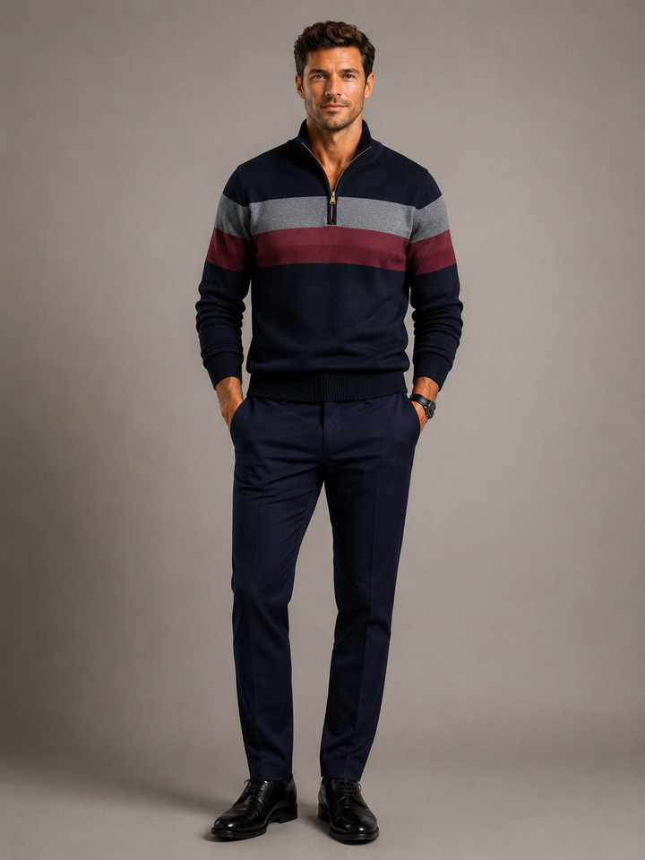 Men’s Cotton Zip Neck Jumper – Smart Casual Half-Zip Knit Sweater for Everyday Wear