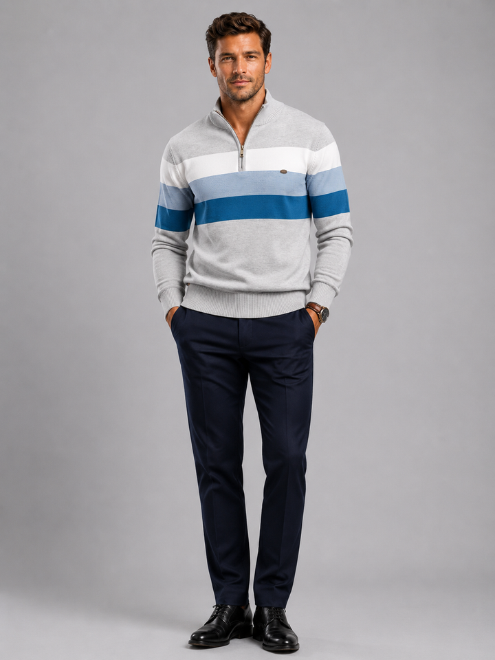 Men’s Cotton Zip Neck Jumper – Smart Casual Half-Zip Knit Sweater for Everyday Wear