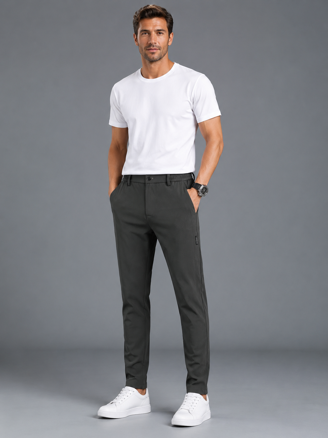 Men’s Stretch Smart Casual Trousers – Everyday Comfort Fit