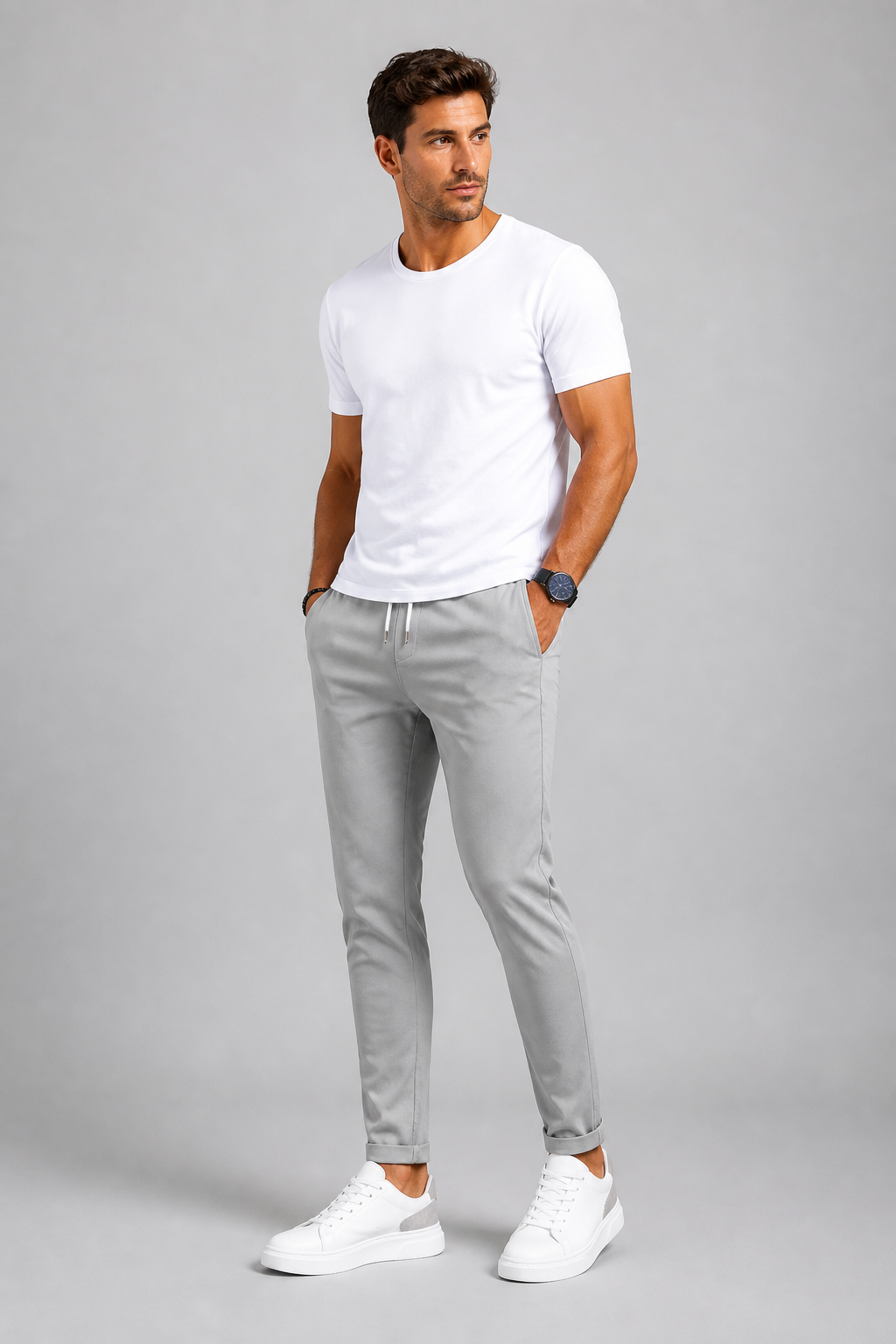 Men’s Stretch Chino Trousers – Slim Fit Smart Casual Pants