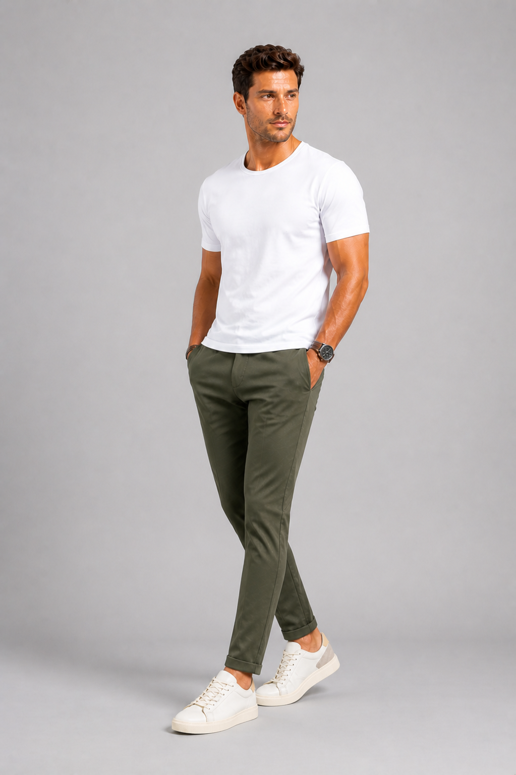 Men’s Stretch Chino Trousers – Slim Fit Smart Casual Pants