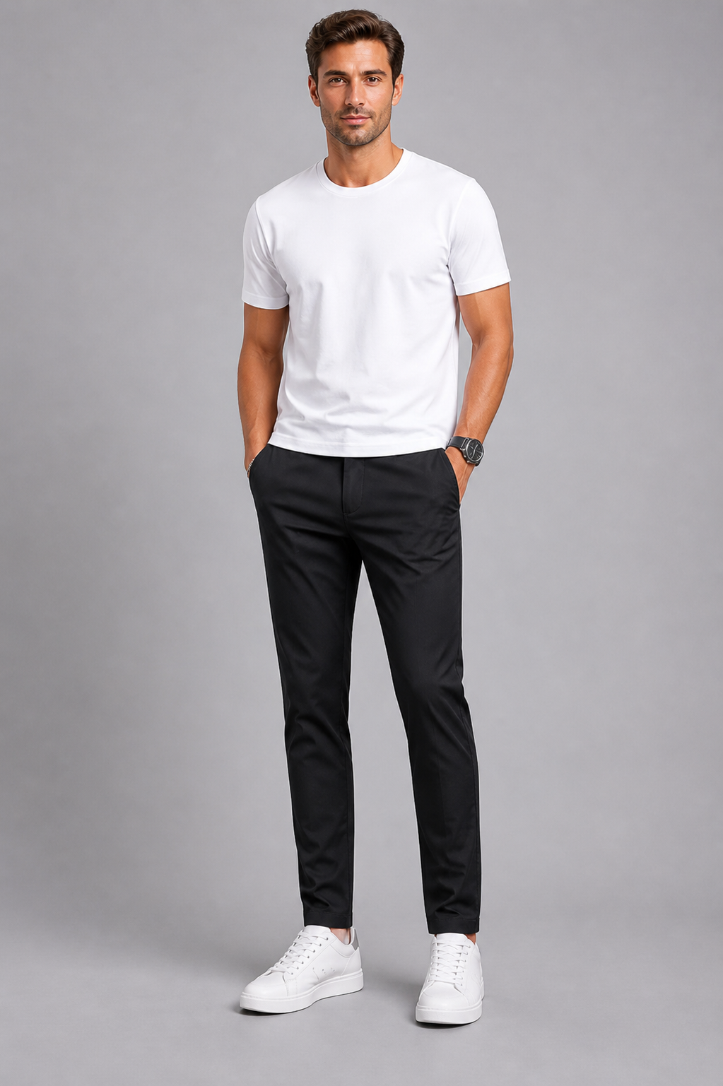 Men’s Stretch Chino Trousers – Slim Fit Smart Casual Pants