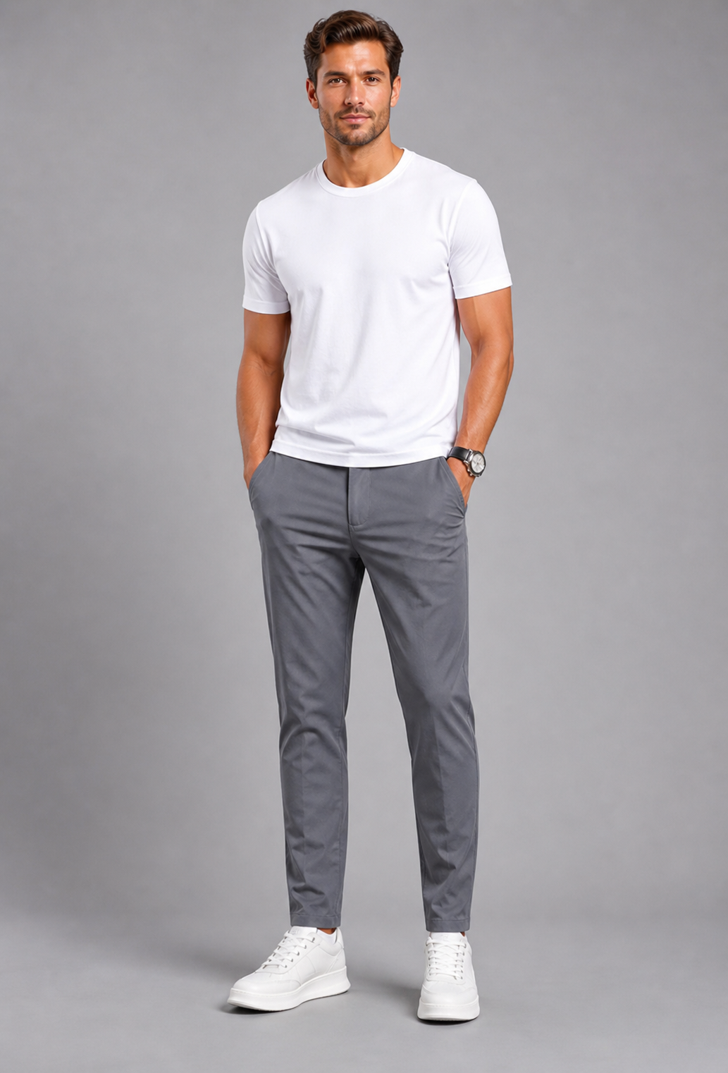 Men’s Stretch Chino Trousers – Slim Fit Smart Casual Pants